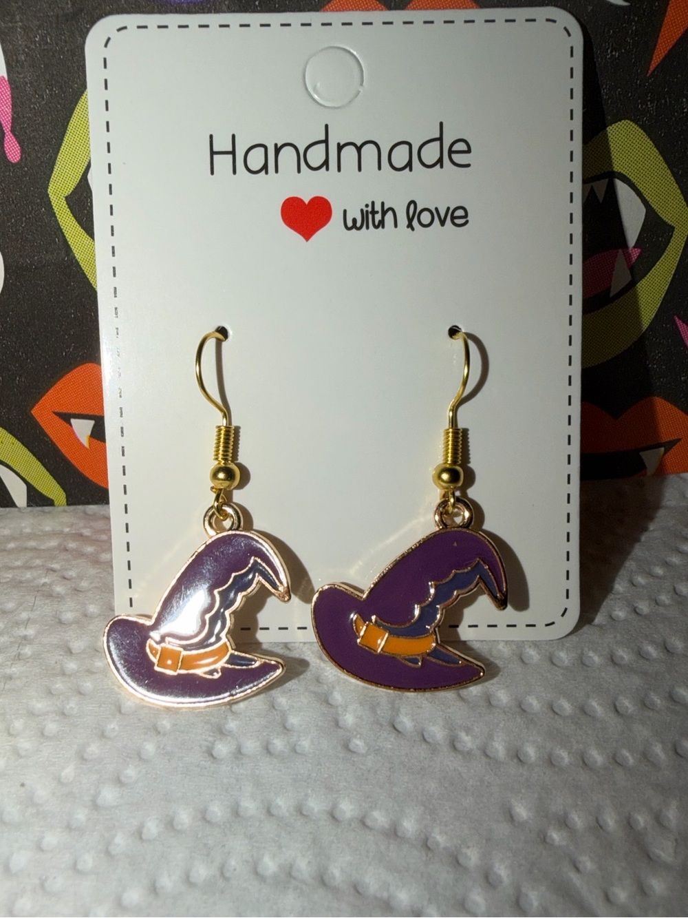 NWT Purple Witch Hat Dangle Earrings - Handmade NEW